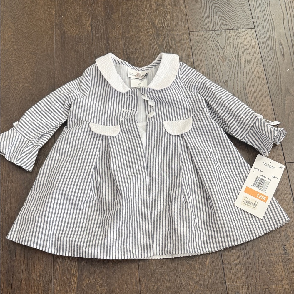 Striped Light Jacket with Peter Pan Collar - 12M